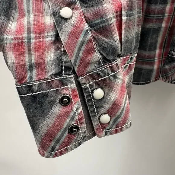 BKE Vintage Shirt Mens XL Plaid Western Pearl Snap Athletic Fit Cowboy - Picture 8 of 14